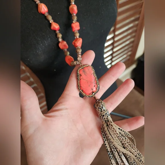 Handcrafted Red Turquoise Necklace - Picture 1 of 5